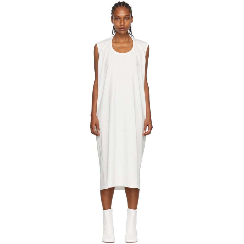 MM6 Maison Margiella Off-white Jersey Back Hole Midi Dress